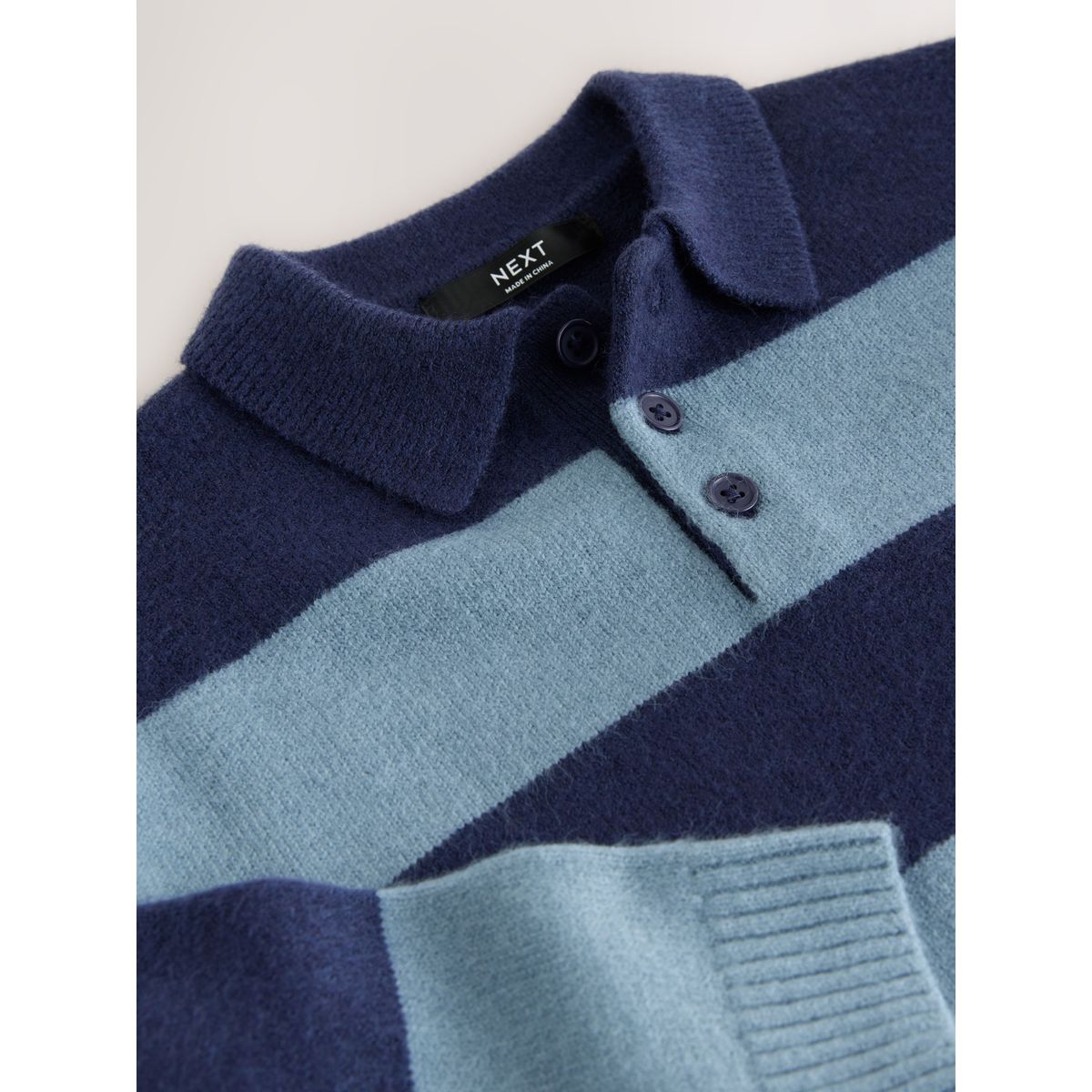 Polo de rugby en maille à rayures bleu/bleu marine, NEXT