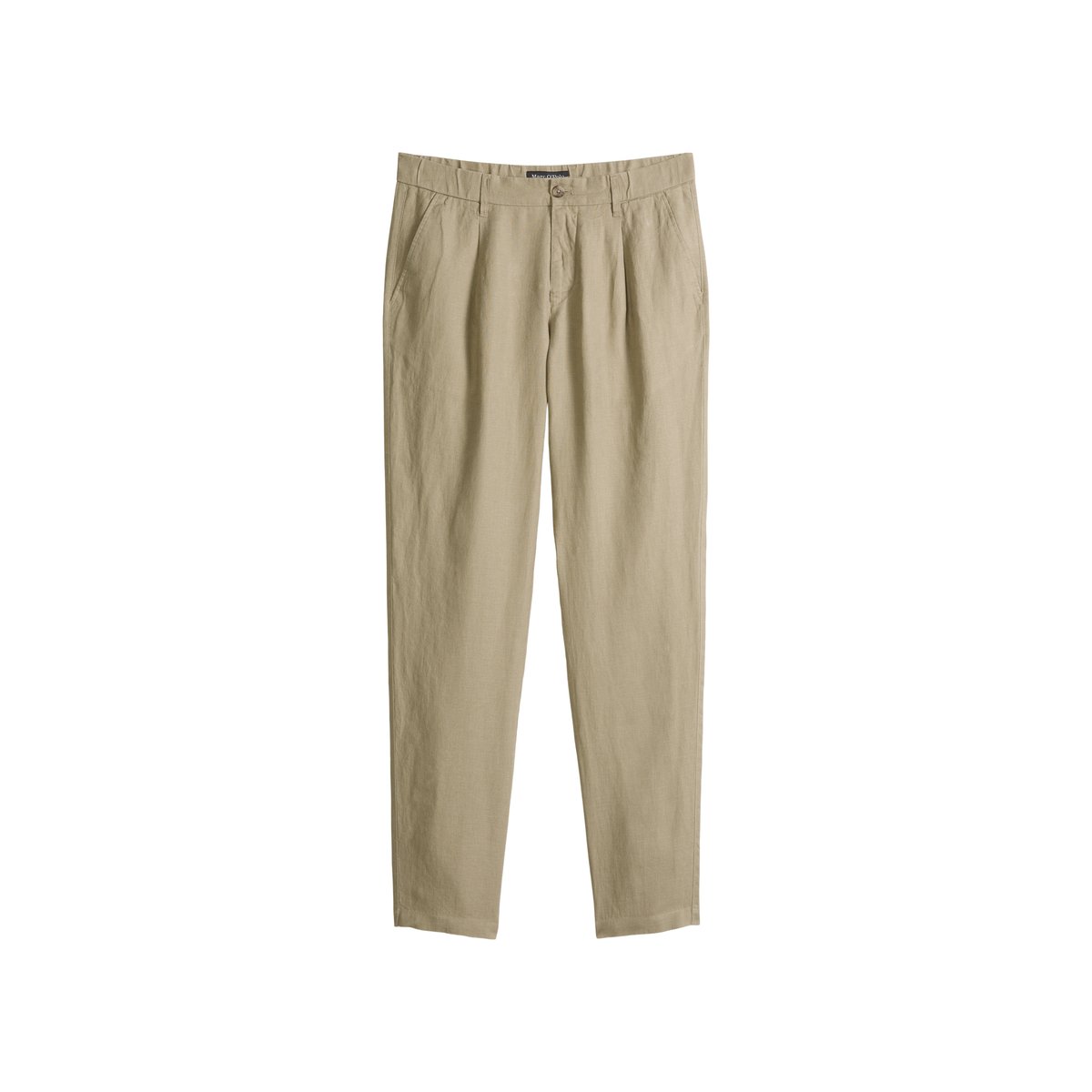 Pantalon en lin modèle Osby Jogger pleats avec ceinture élastique beige, MARC O'POLO