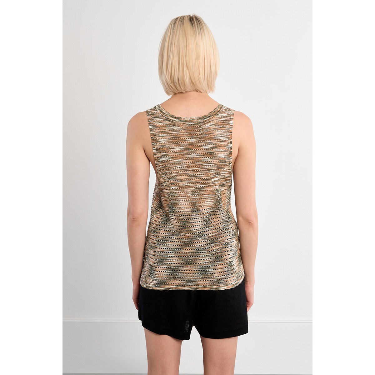 Débardeur en maille rayé khaki, LILI SIDONIO