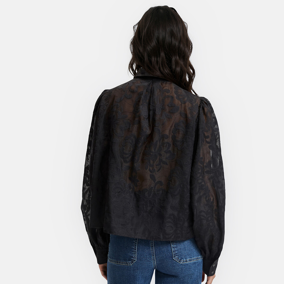 Camicia ampia ricamata, con maniche a sbuffo nero , LA REDOUTE COLLECTIONS