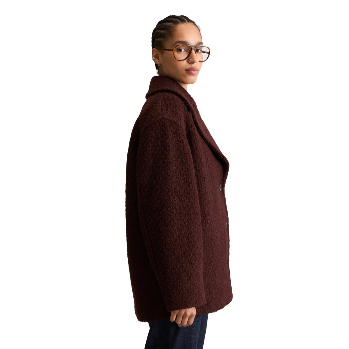 Manteau court bouclé, coupe classique en mélange de laine de grande qualité marron, MARC O’POLO DENIM