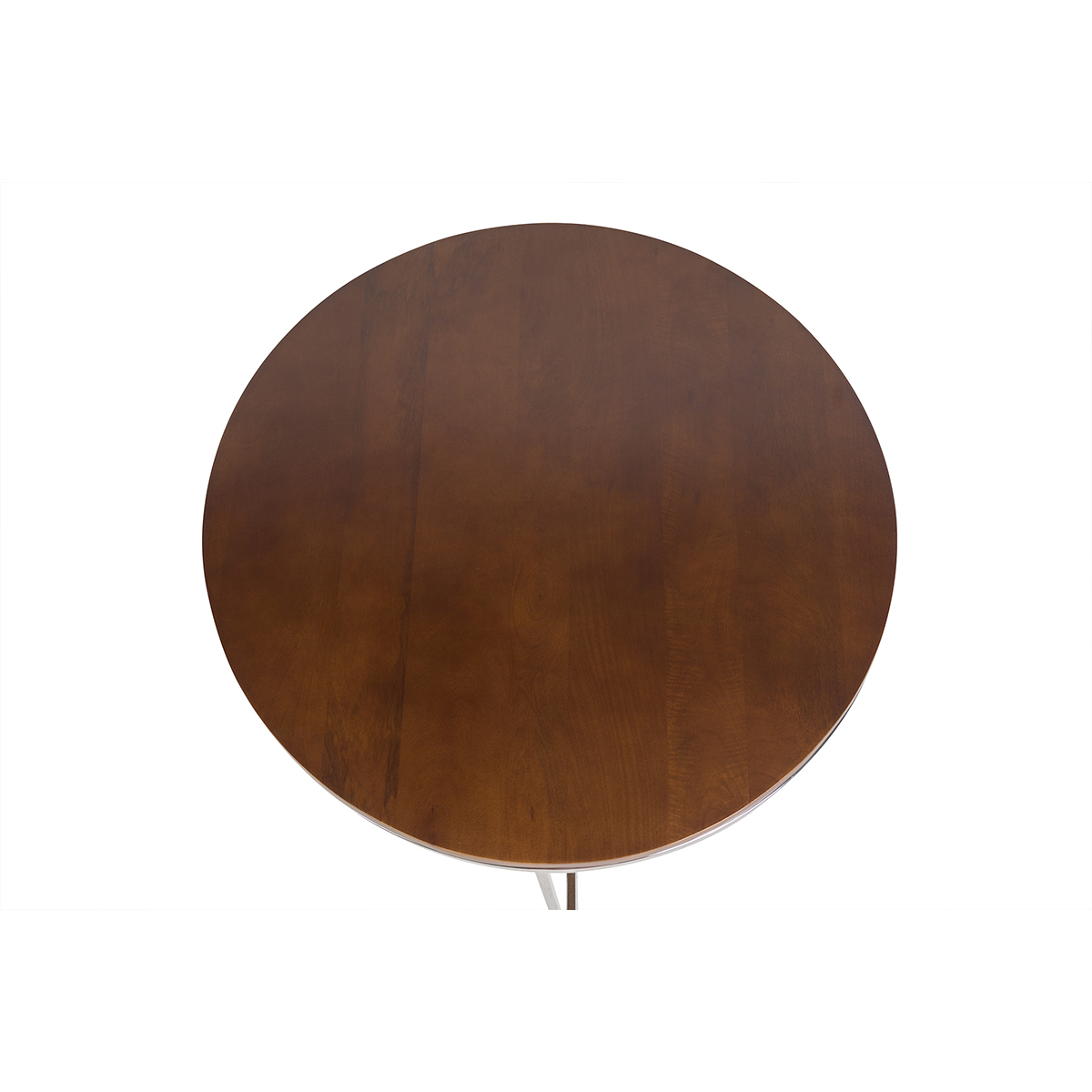 Table basse ronde bois manguier massif teinté et métal chromé D80 cm ADVITA couleur unique, MILIBOO