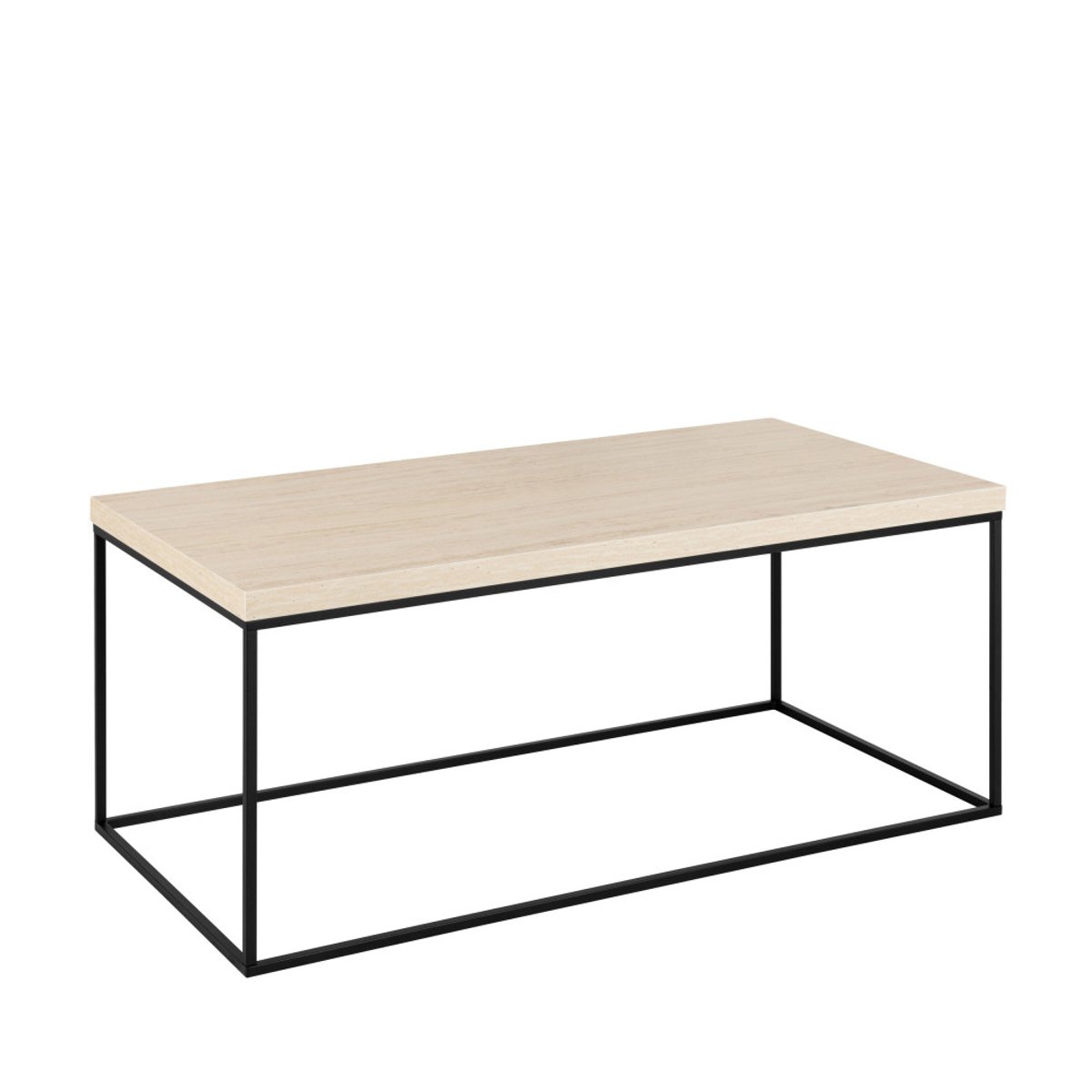 Table basse en effet travertin et métal 110x50cm- MIXO beige, DRAWER