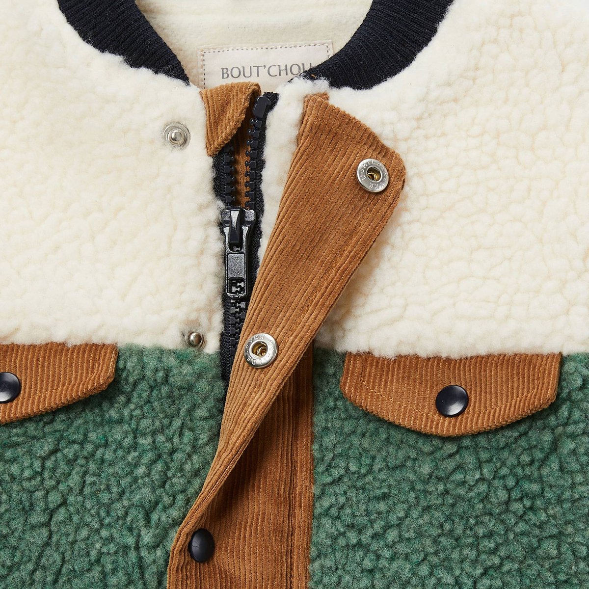 Blouson teddy en nylon et sherpa mud, BOUT'CHOU