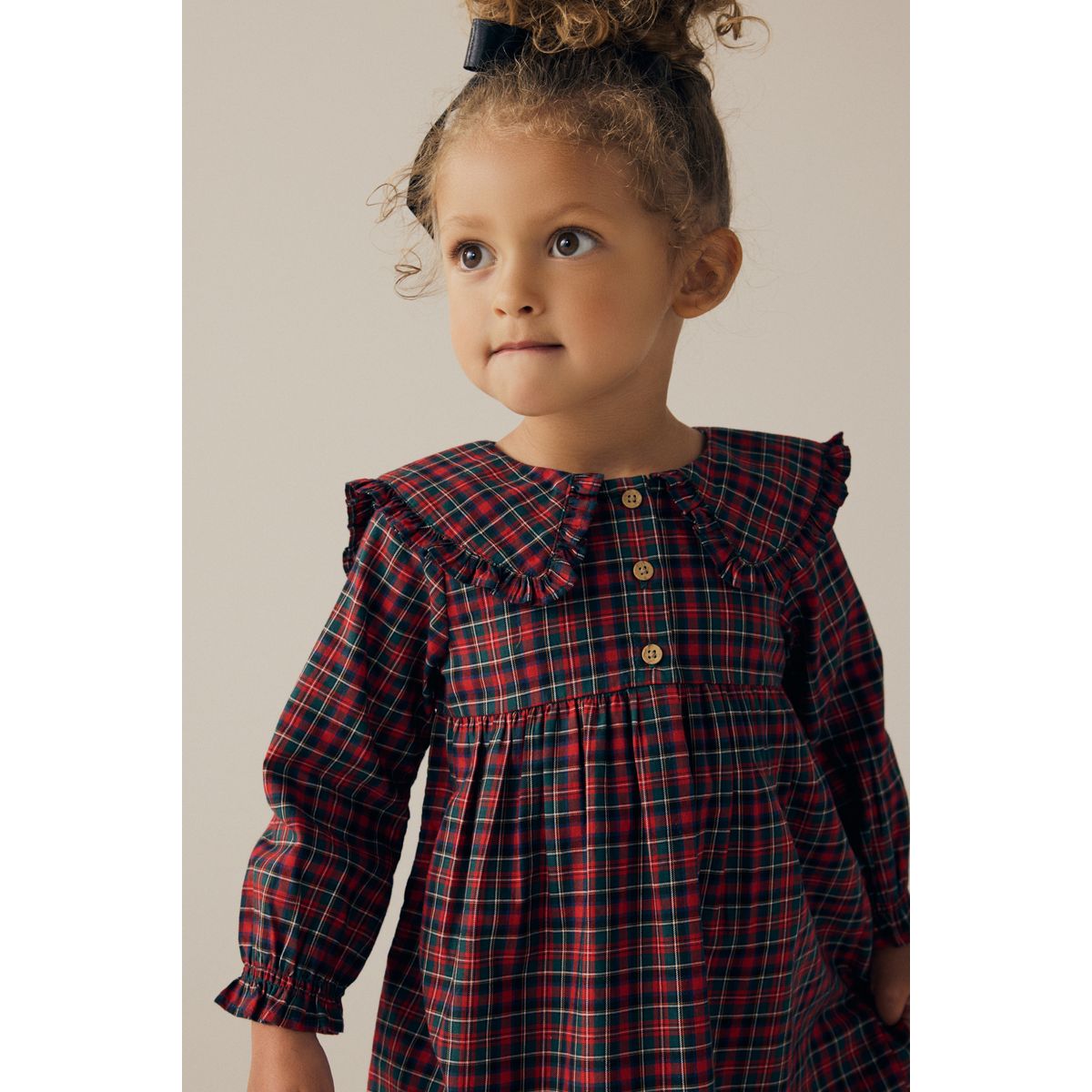 Robe à col et manches longues motif écossais rouge, NEXT