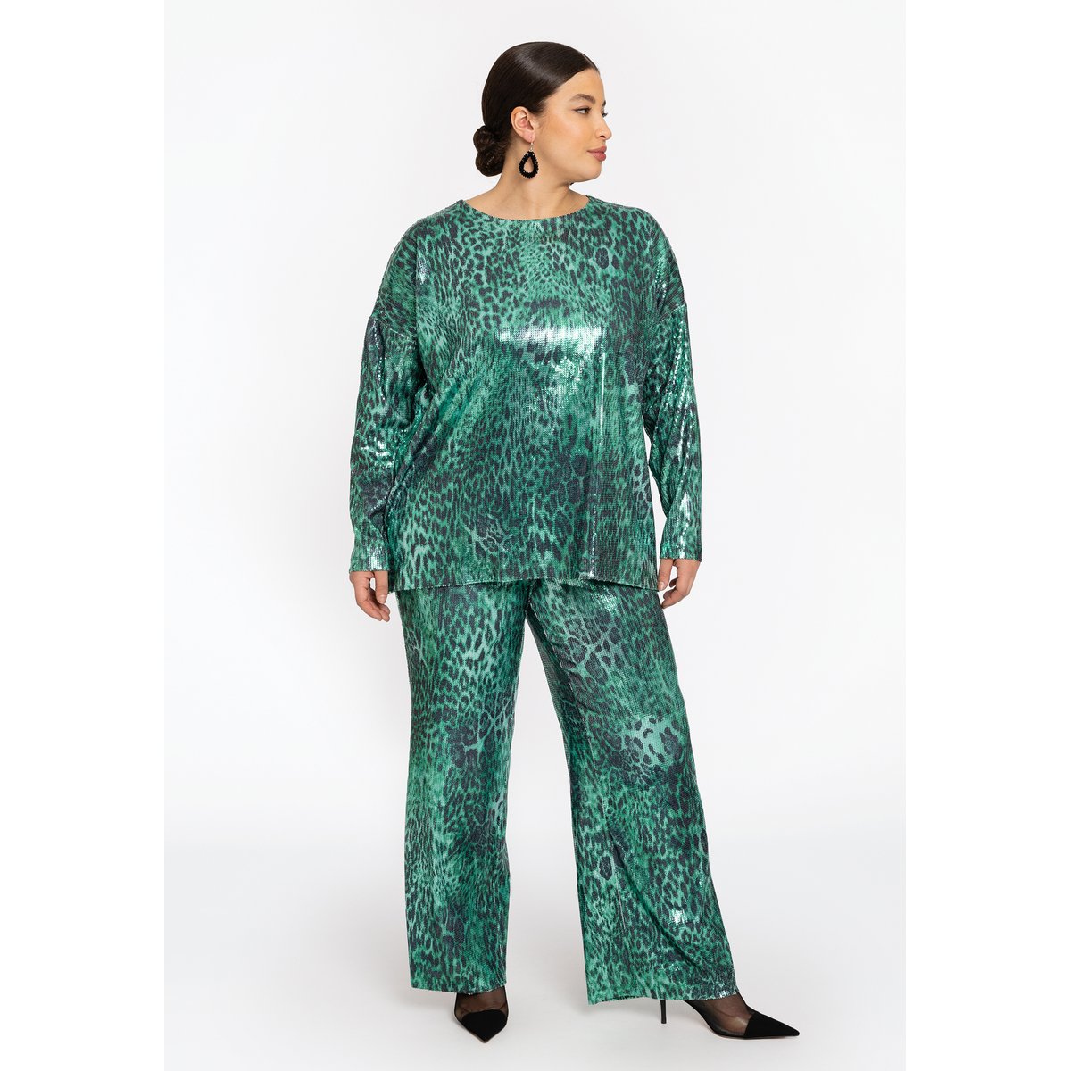 Pantalon avec une ceinture élastique vert, YOEK
