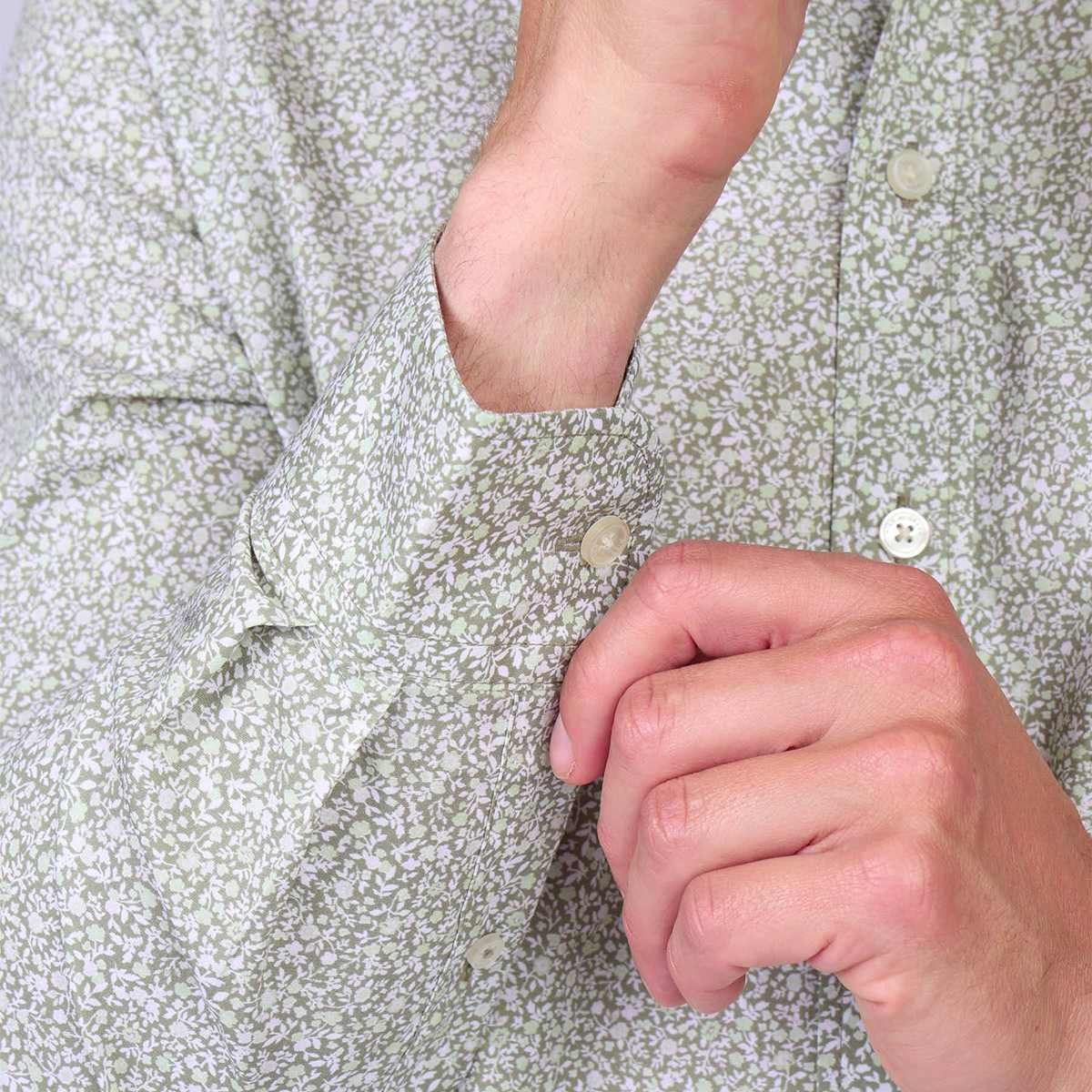 Chemise fleurie Henrik kaki, MISE AU GREEN