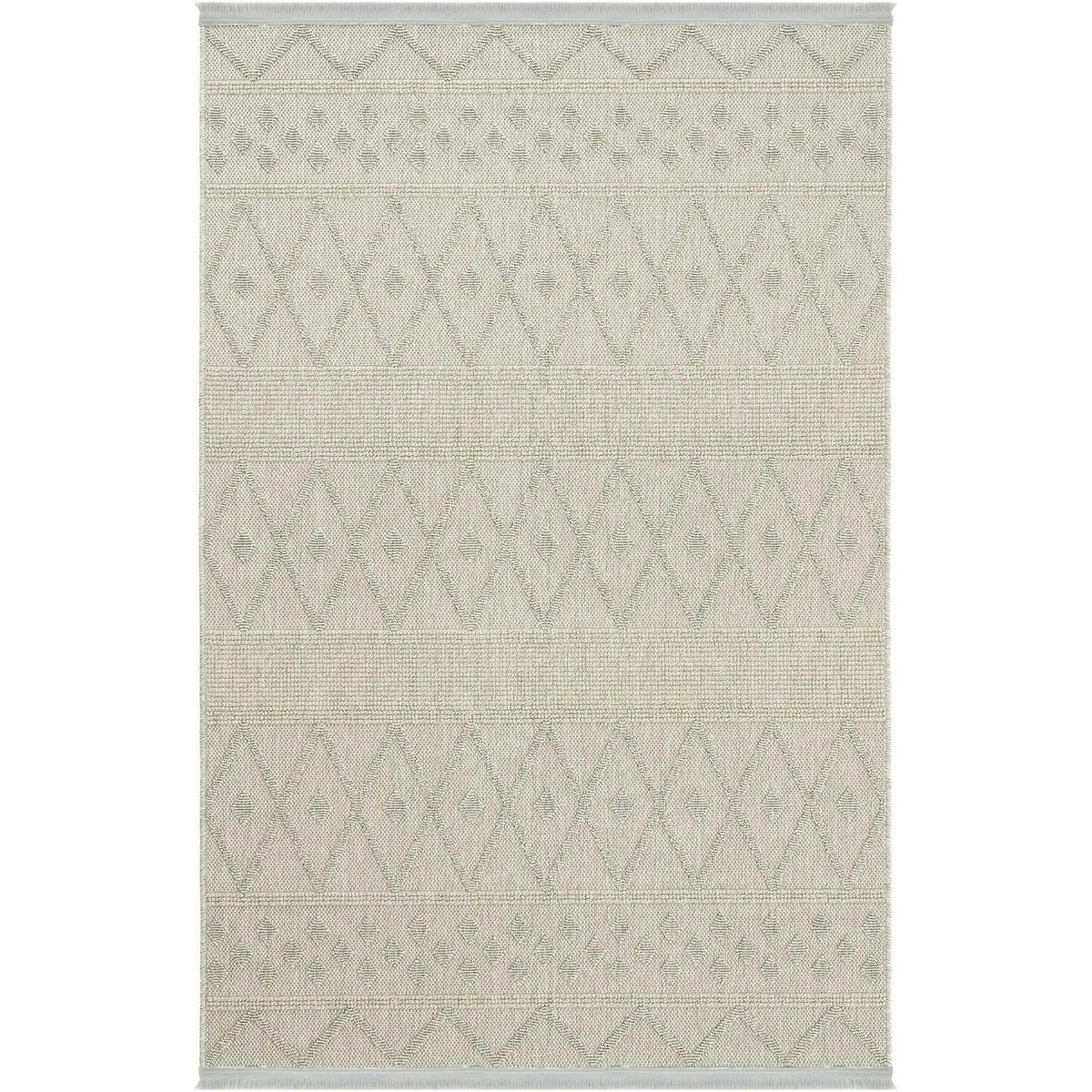 Tapis gris motifs losanges – franges, 120x180 cm ISTANBUL gris, PIER IMPORT