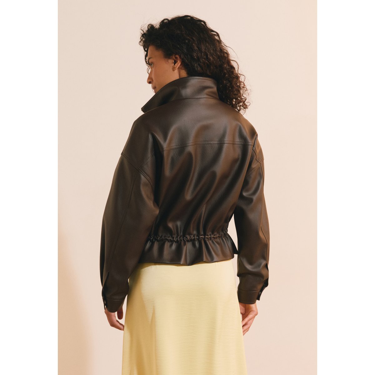 Blouson avec cordon à la taille VALERIAN PU chocolat, ETAM