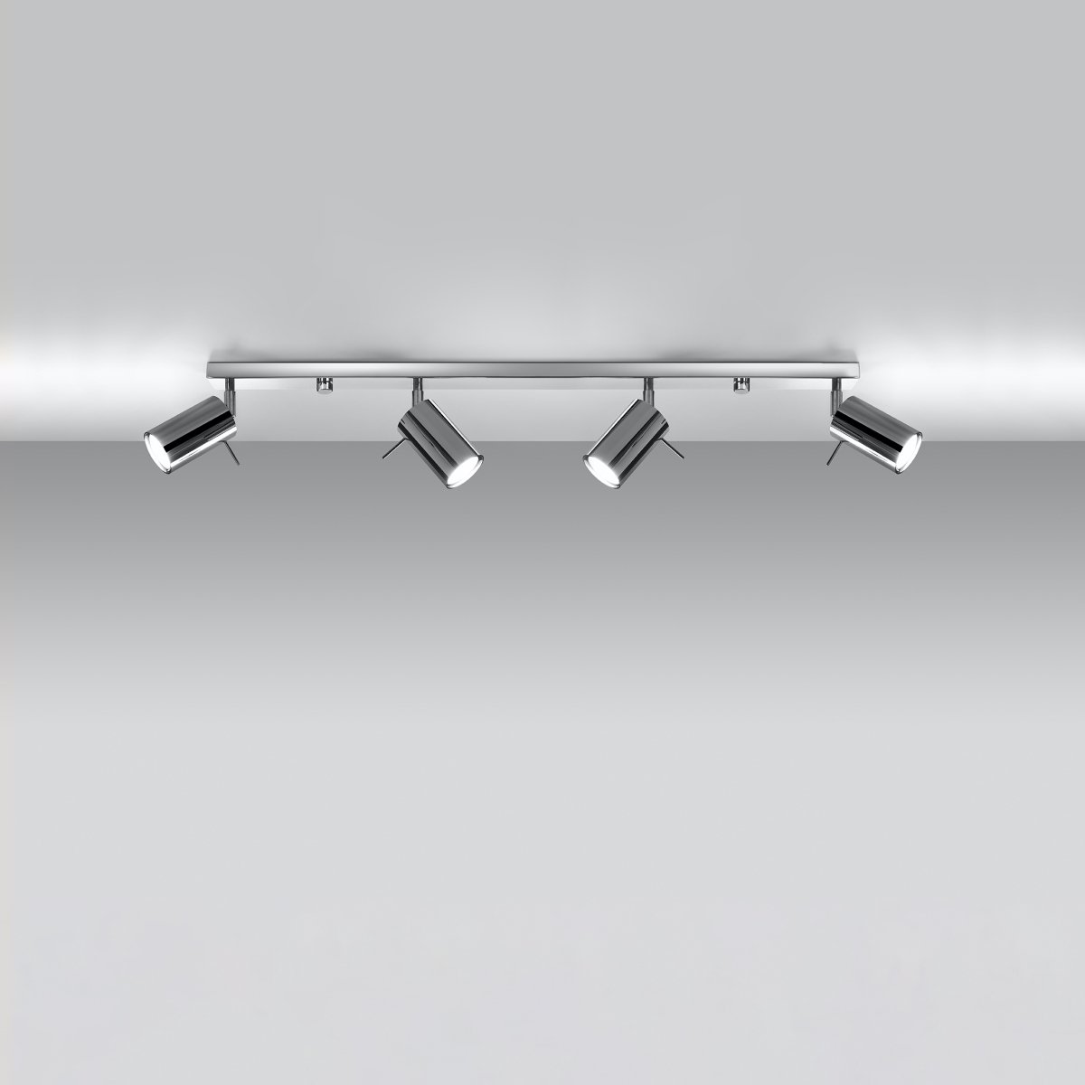 Plafonnier Acier Chrome GU10 4 Ring Line gris, EDEN