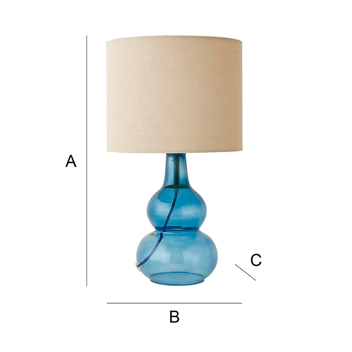 Alden Bubble Glass Table Lamp with Linen Shade blue, SO'HOME