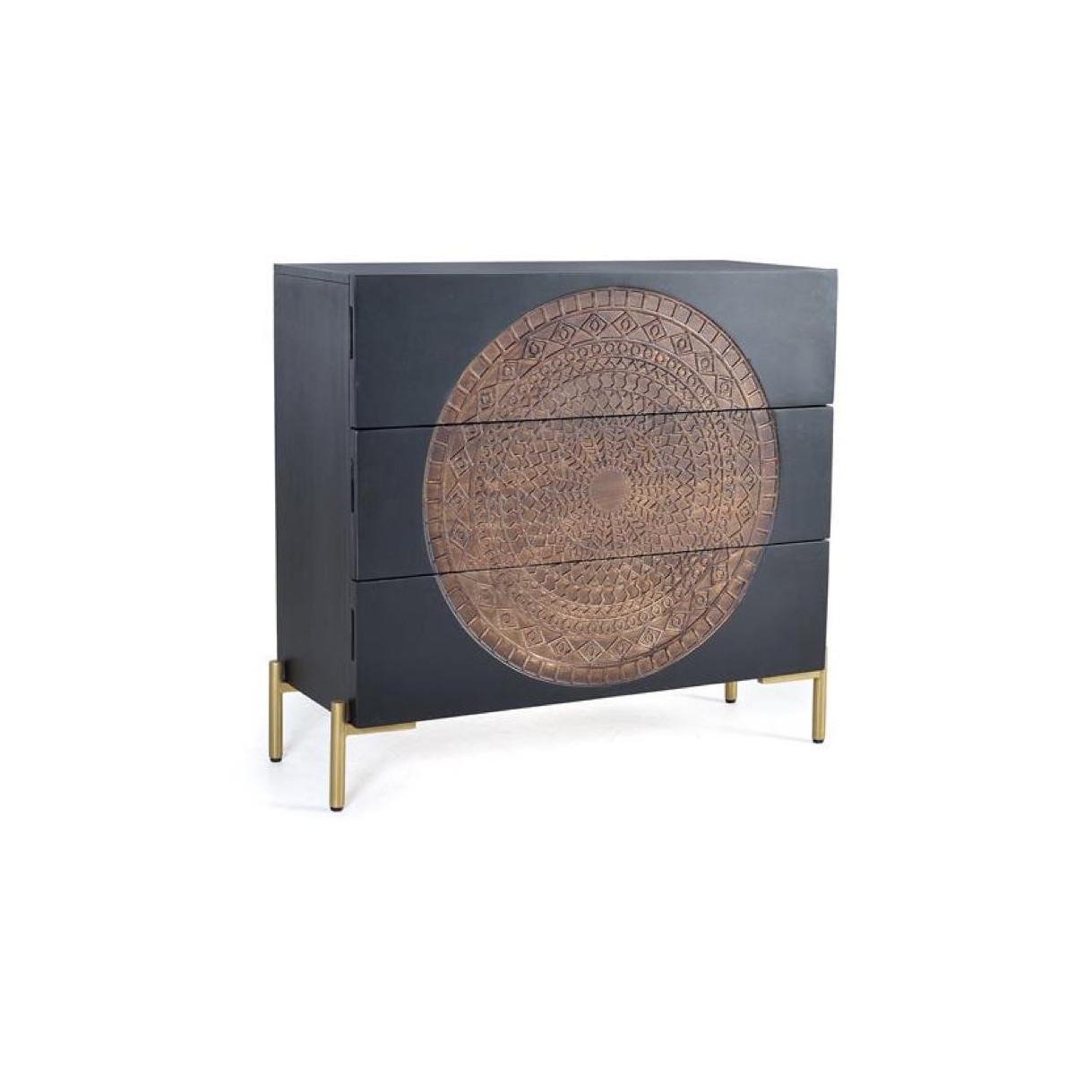 Commode 3 tiroirs - EBÉLINE noir, DECORATION D’AUTREFOIS
