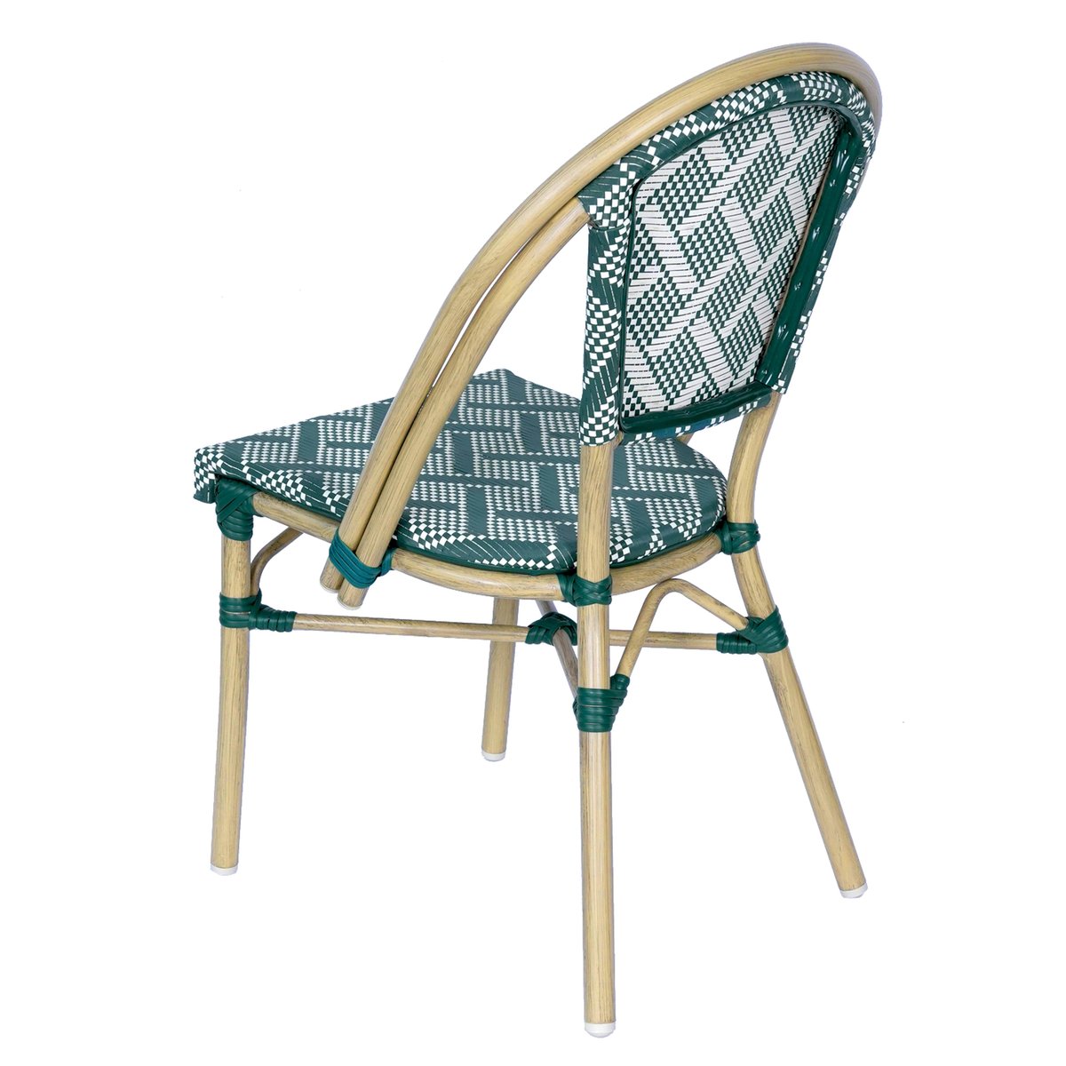 Chaise de terrasse style bistrot parisien en aluminium et rotin synthétique, CONCORDE vert, OVIALA