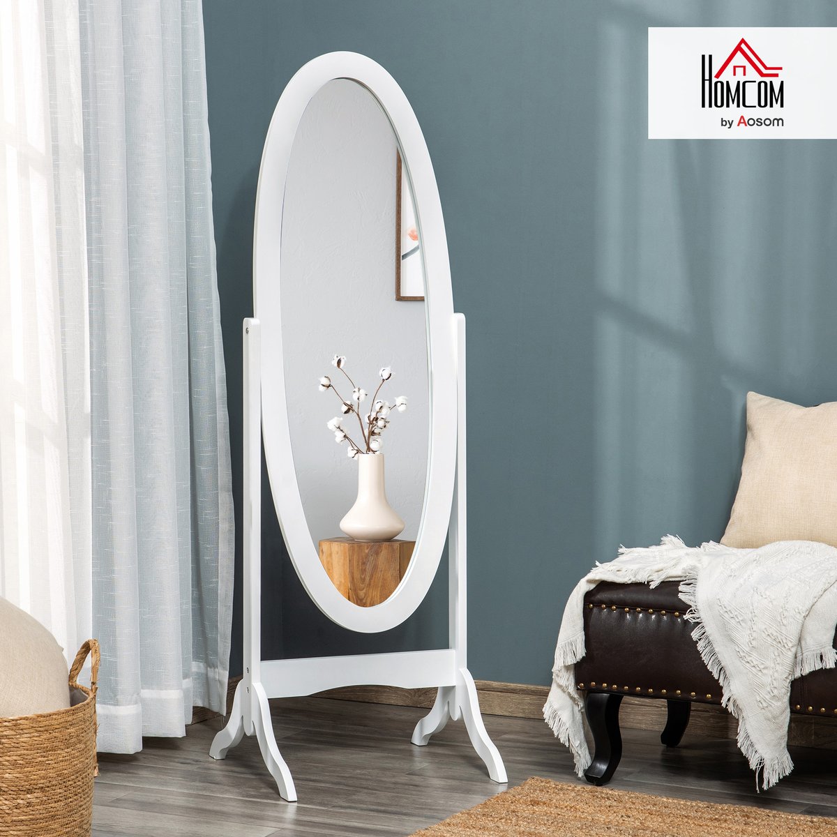 Miroir en pied MDF Blanc blanc, HOMCOM