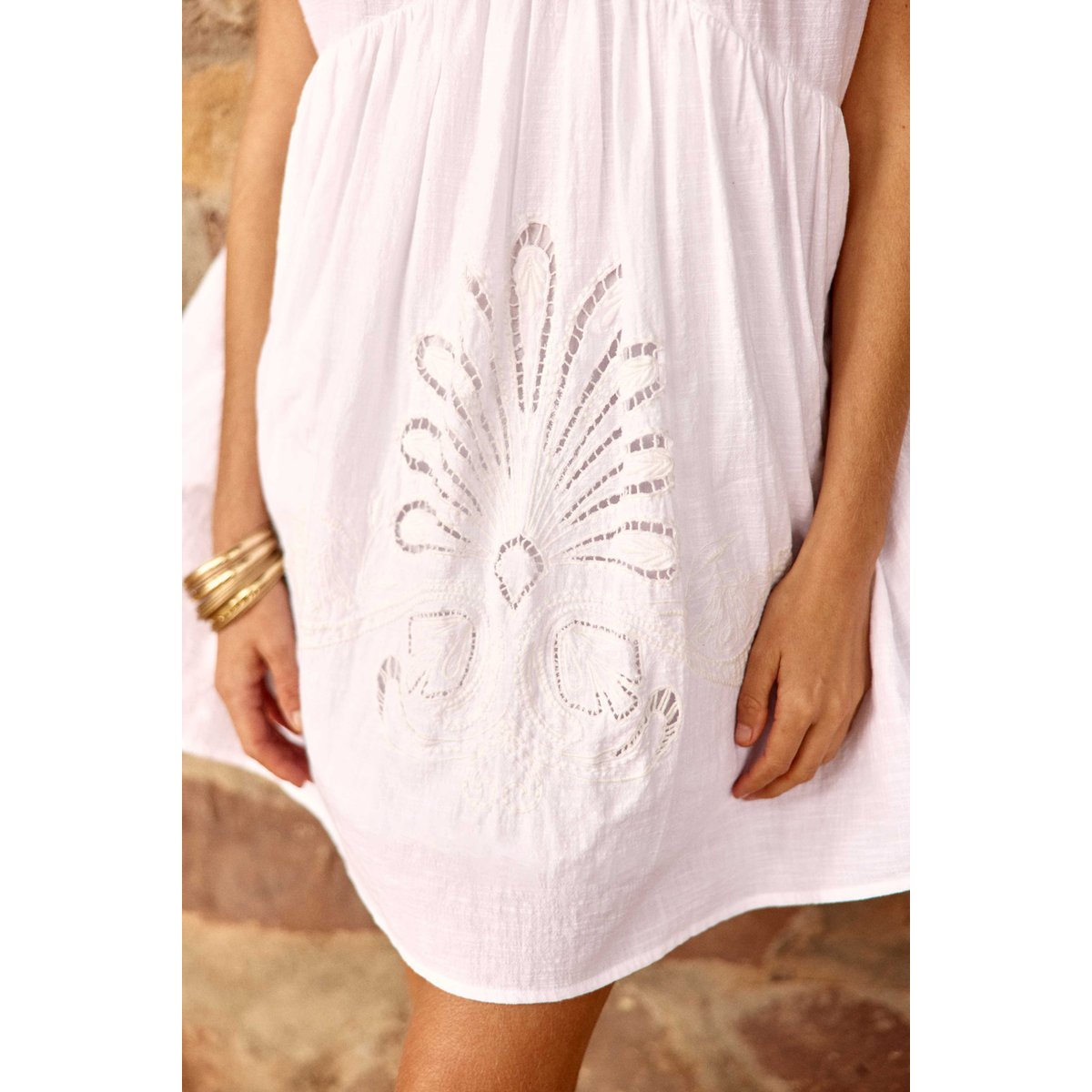 Robe courte évasée uni RUMI 10-blanc, LA PETITE ETOILE
