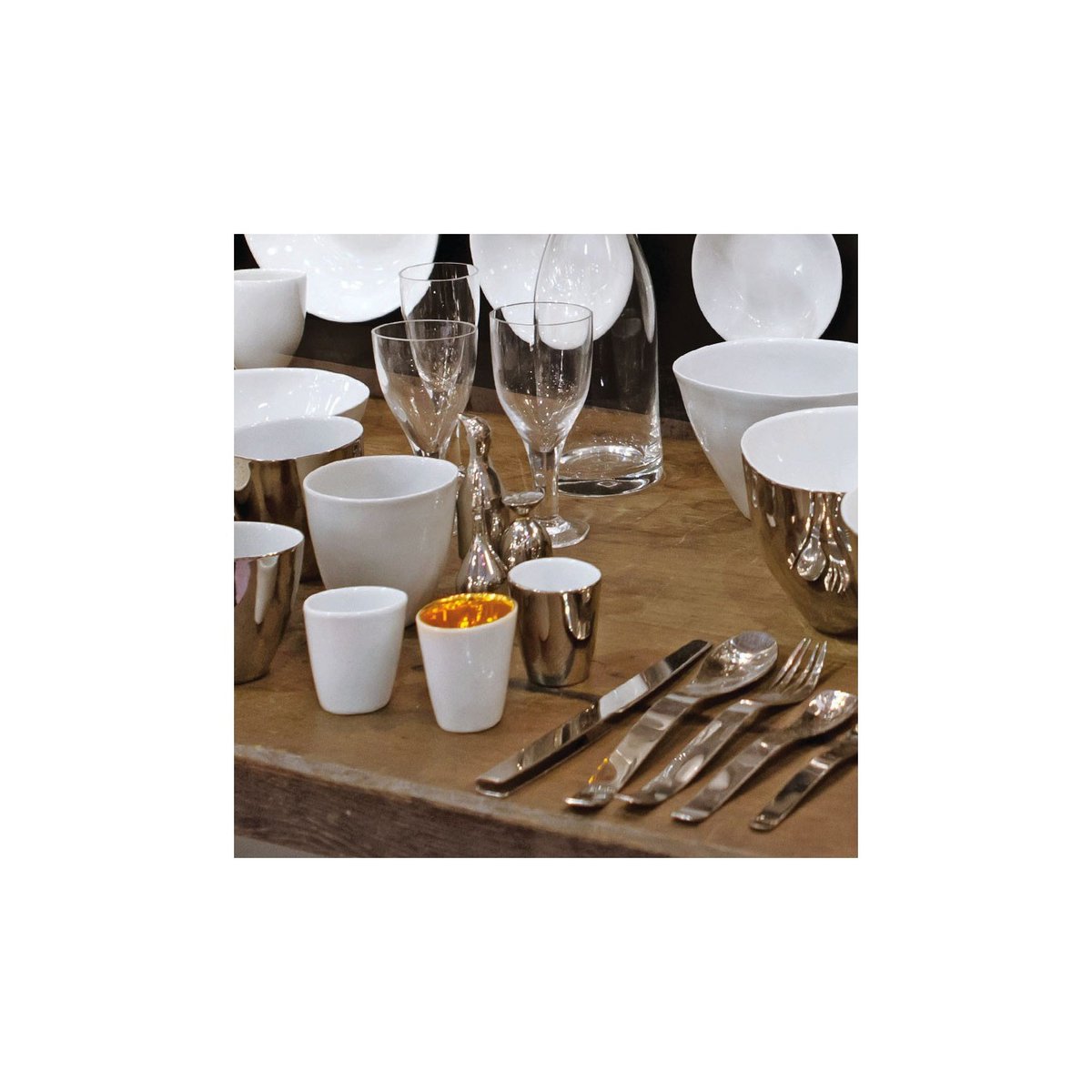 Tasse à Expresso Assoiffée Porcelaine Blanc Brillant et Platine Diam 5 cm blanc et platine, TSE ET TSE ASSOCIÉES