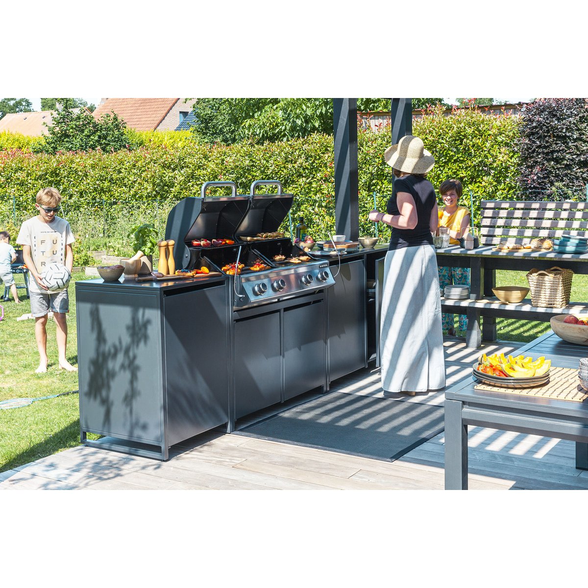 Module 2 portes pour cuisine, EUROPA gris / argent, NATERIAL