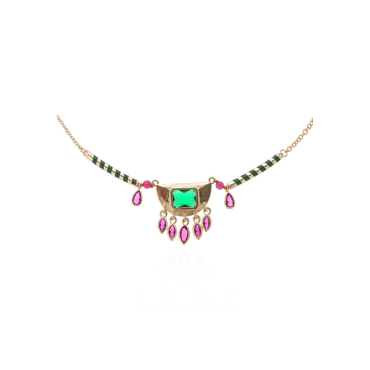 Collier chaîne avec pendentif NIKOLE emeraude, HIPANEMA