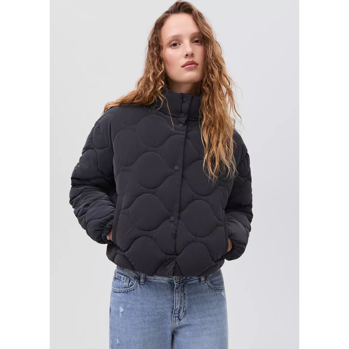 Anorak matelassé imperméable à losanges bleu marine foncé, MANGO TEEN