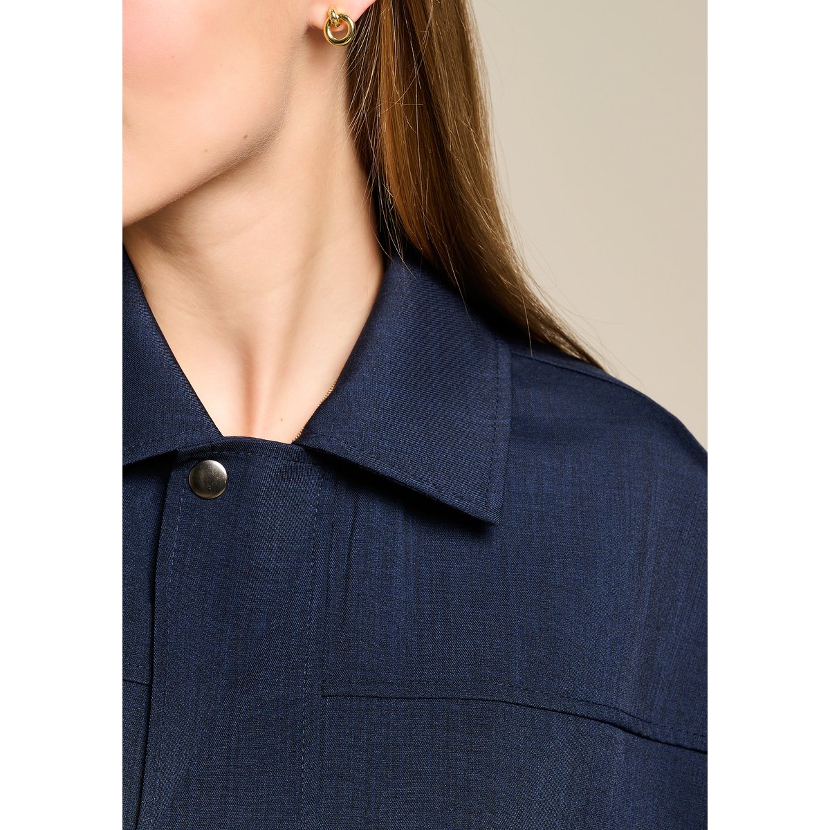 Bomber fluide zippé bleu marine, LOLALIZA