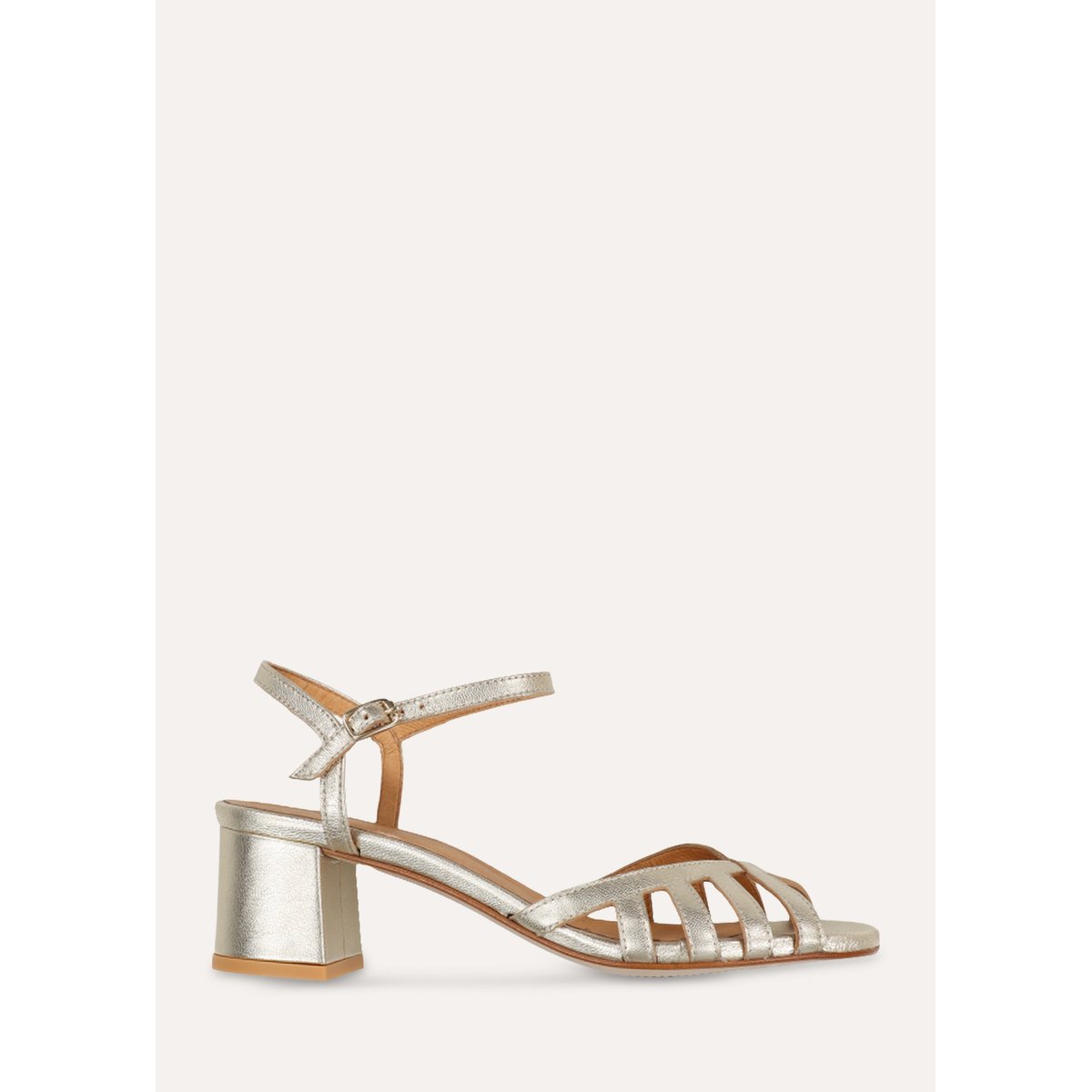 Sandales à talons brides croisées dore, LA FEE MARABOUTEE