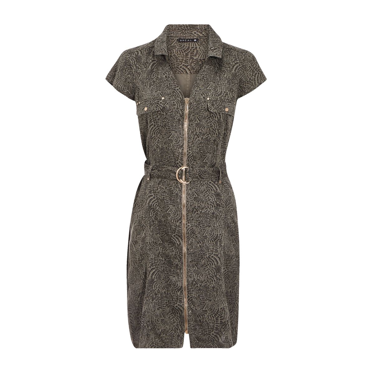 Robe droite zippée vert kaki, BREAL