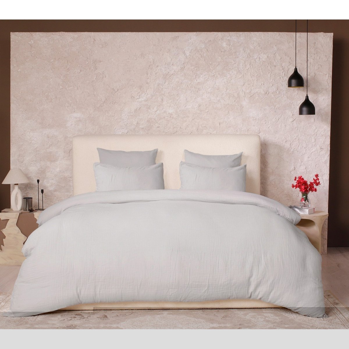 Taie d'oreiller en gaze de coton lave 50 x 70 cm Douce vert rose, EDEN