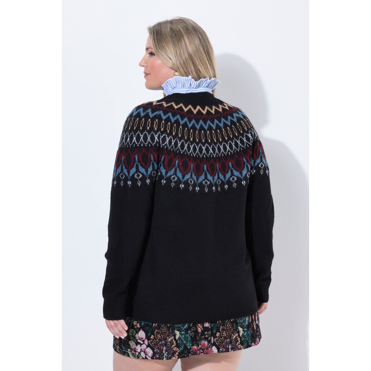 Pull norvégien à col rond et manches longues noir, ULLA POPKEN