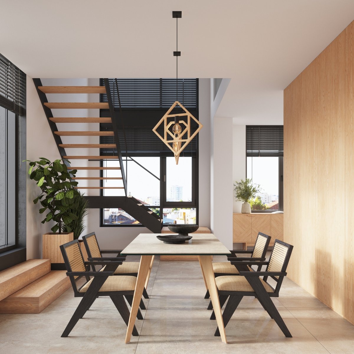 Suspension Bois Naturel E27 1 Caro naturel, EDEN
