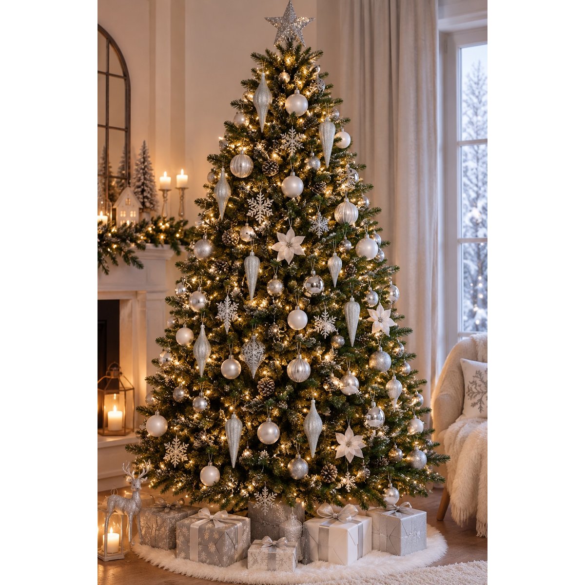 Lot de 2 suspensions de Noël en forme de glaçon – Argenté argent, EDEN