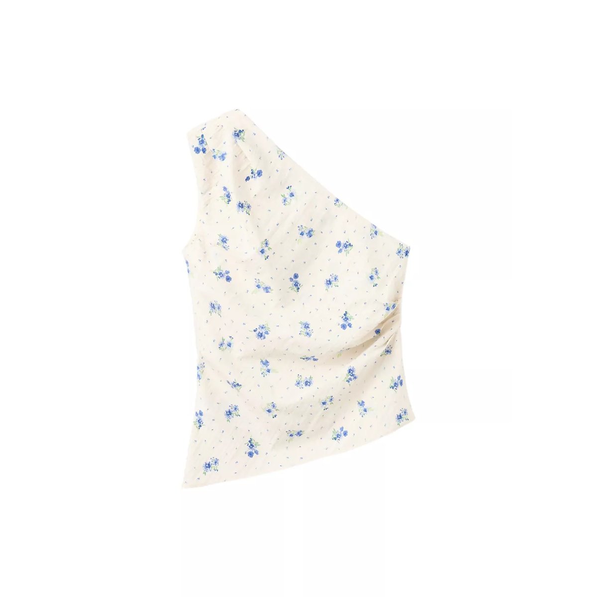 Top asymétrique à fleurs blanc, MANGO