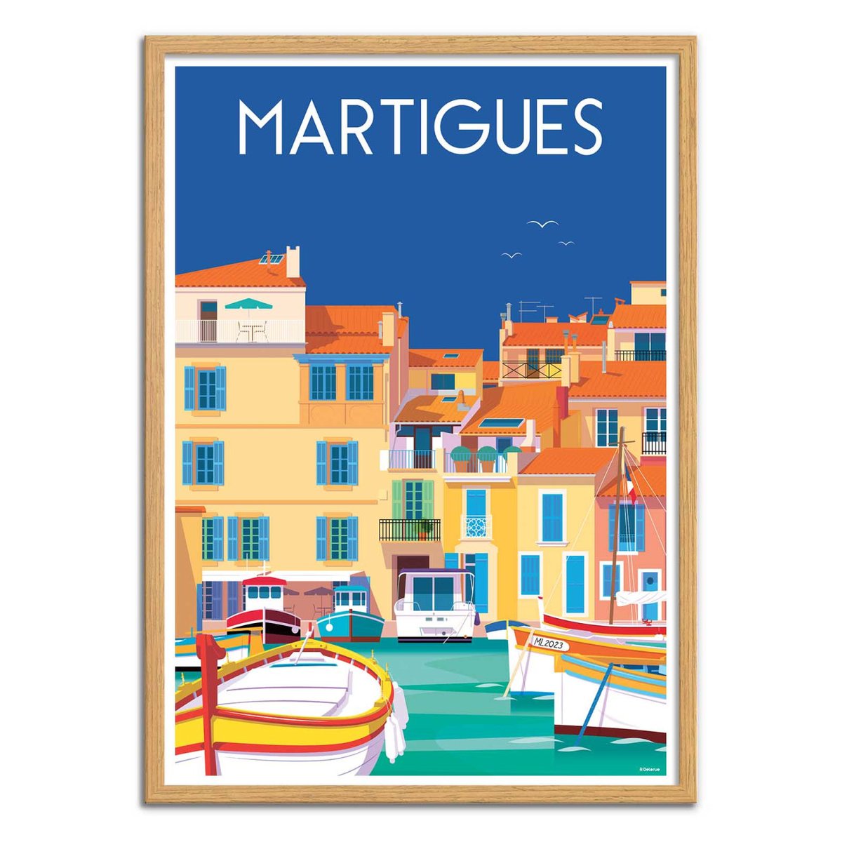Affiche d'art - Martigues - Raphael Delerue bleu, WALL EDITIONS