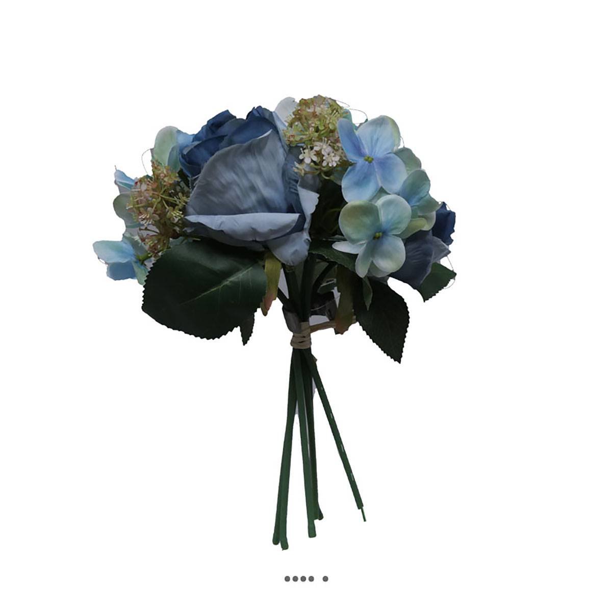 Bouquet de fausses roses et hortensias H 30 bleu royal 250, ARTIFICIELLES
