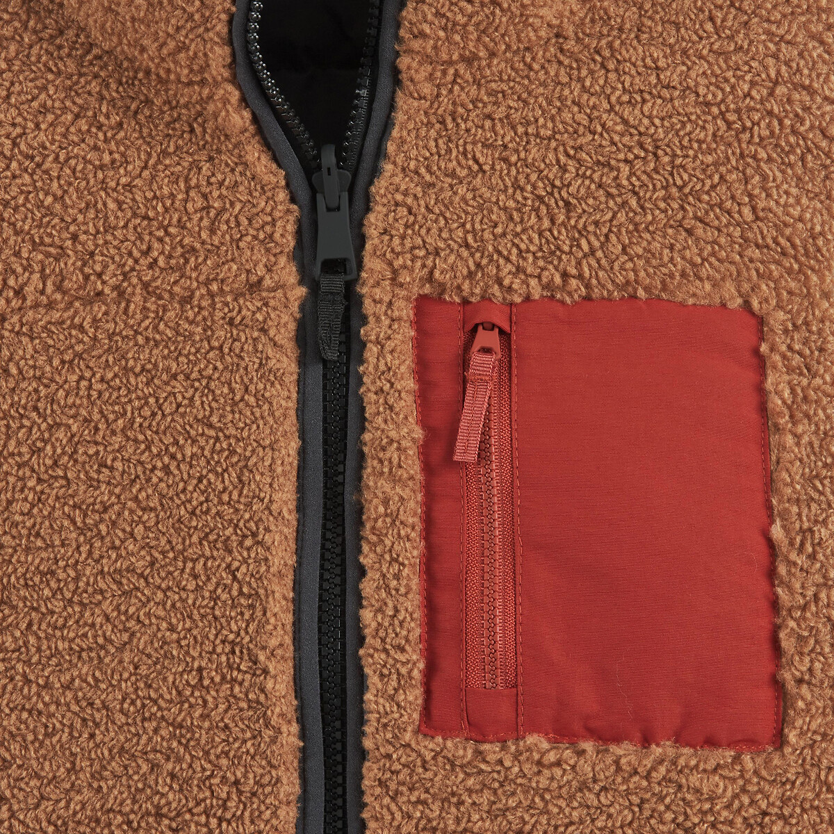 Colete reversível em sherpa preto/castanho, LA REDOUTE COLLECTIONS