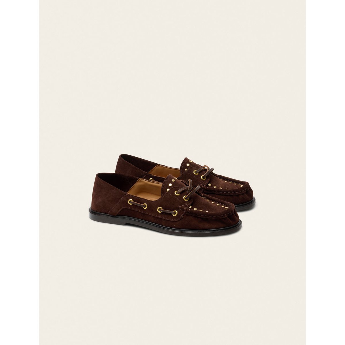 Mocassins OVEL suède chocolat clous, ODAJE