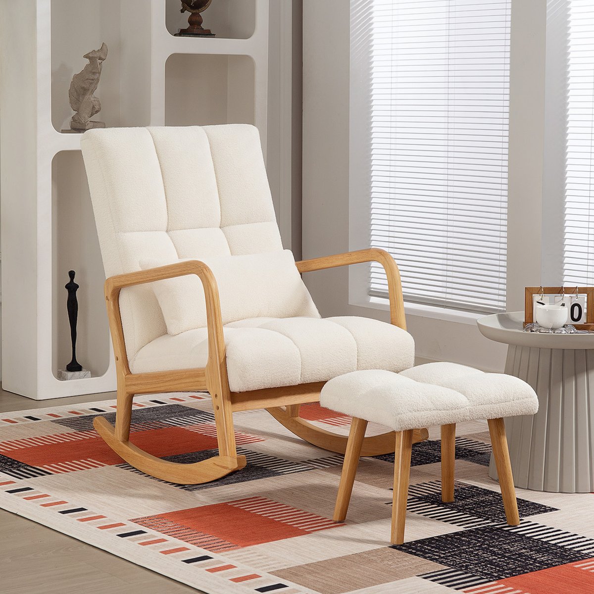 Ensemble de fauteuils à bascule Tissu blanc, HOMCOM