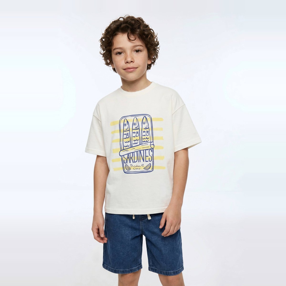 T-shirt manches courtes imprimé en coton BIO GOTS ecru, MONOPRIX