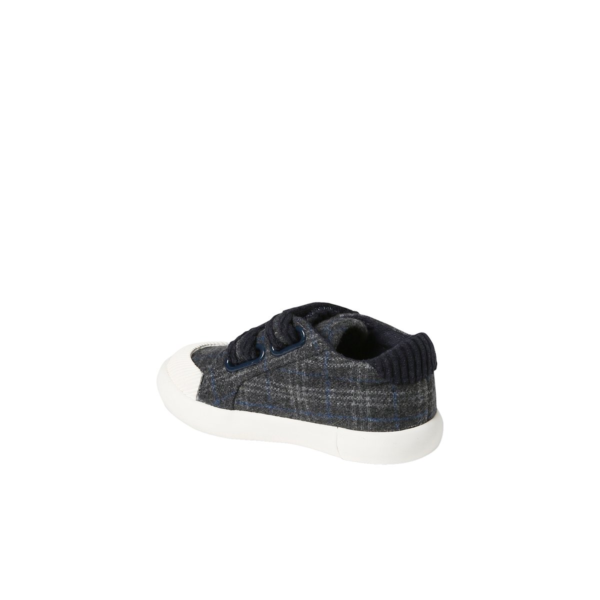 Baskets scratchées textile bébé carreaux gris, VERTBAUDET
