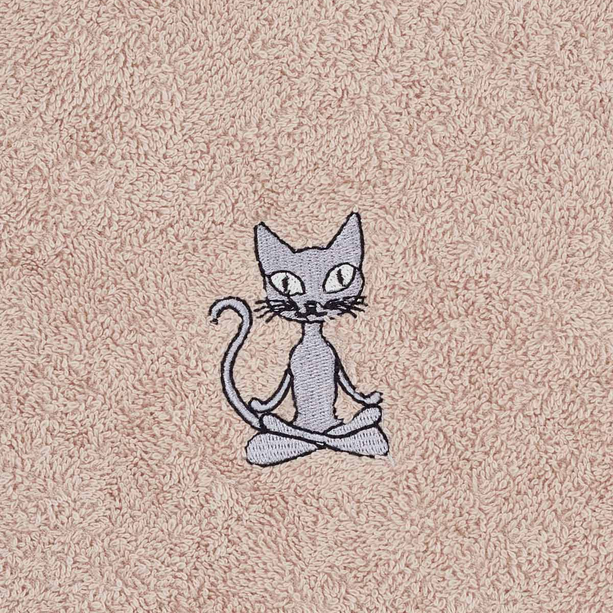 Lot de 3 torchons carrés en éponge coton YOGI CAT sable, SENSEI MAISON