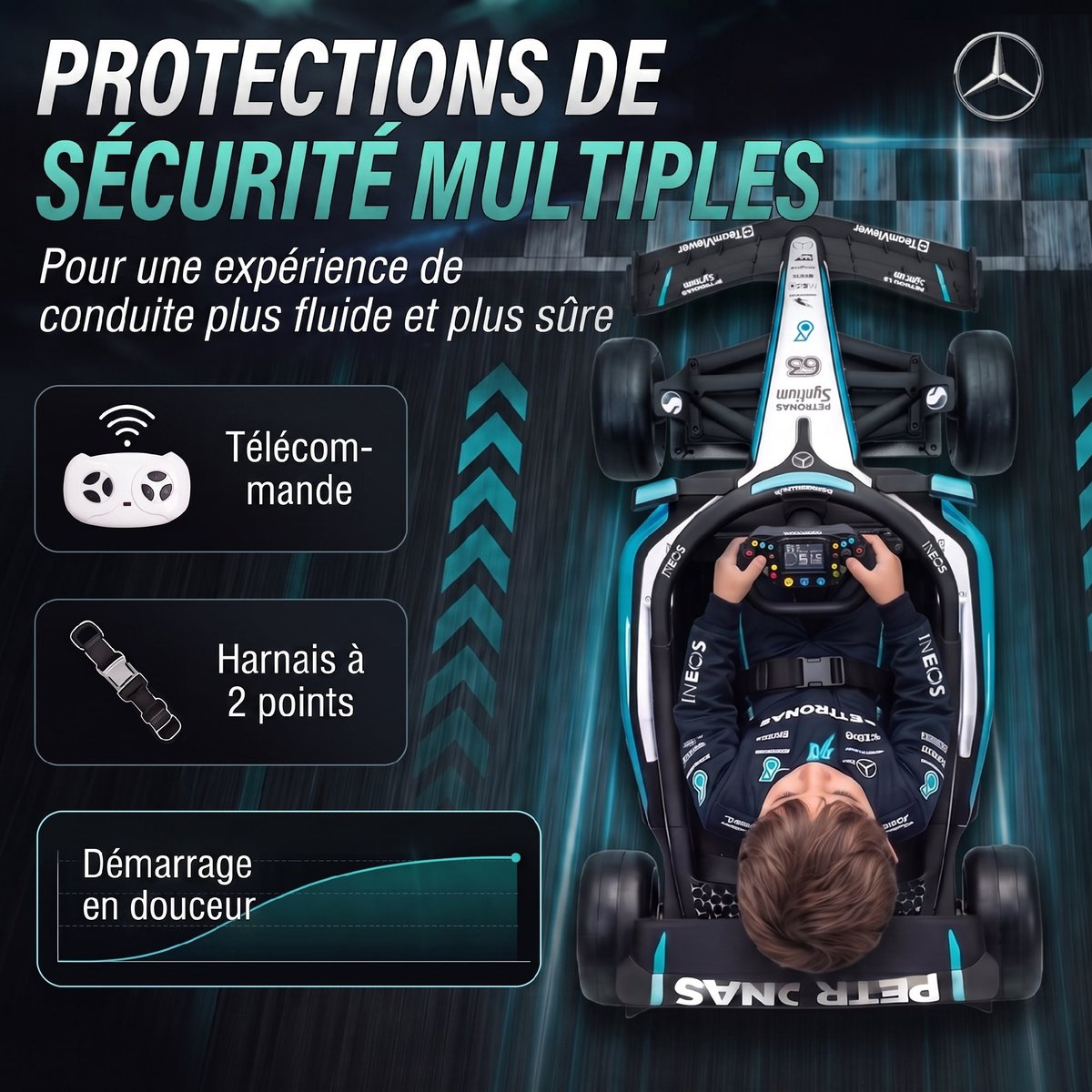 Kart électrique à conducteur assis PP Noir noir, AIYAPLAY
