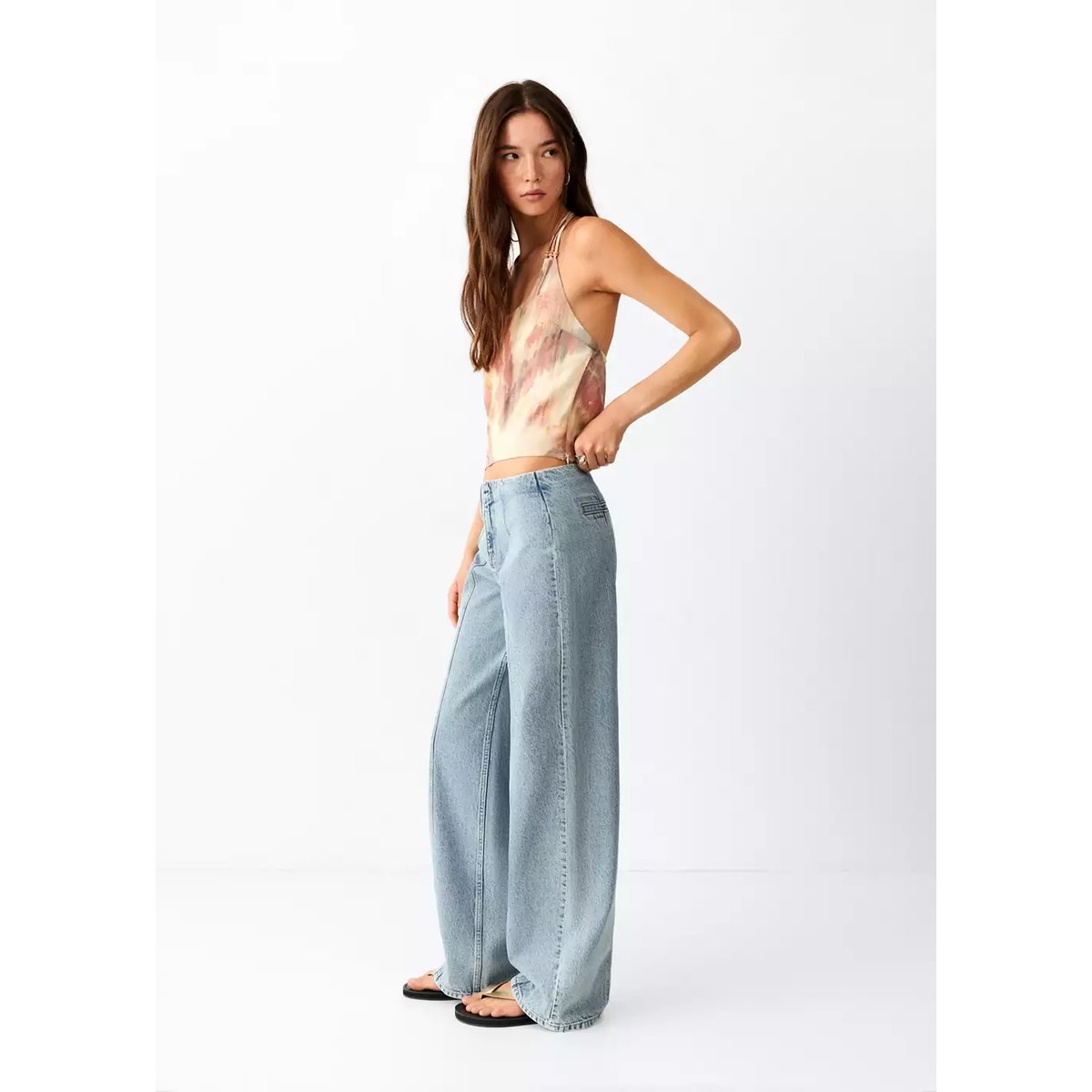 Jean wide leg couture bleu clair, MANGO TEEN