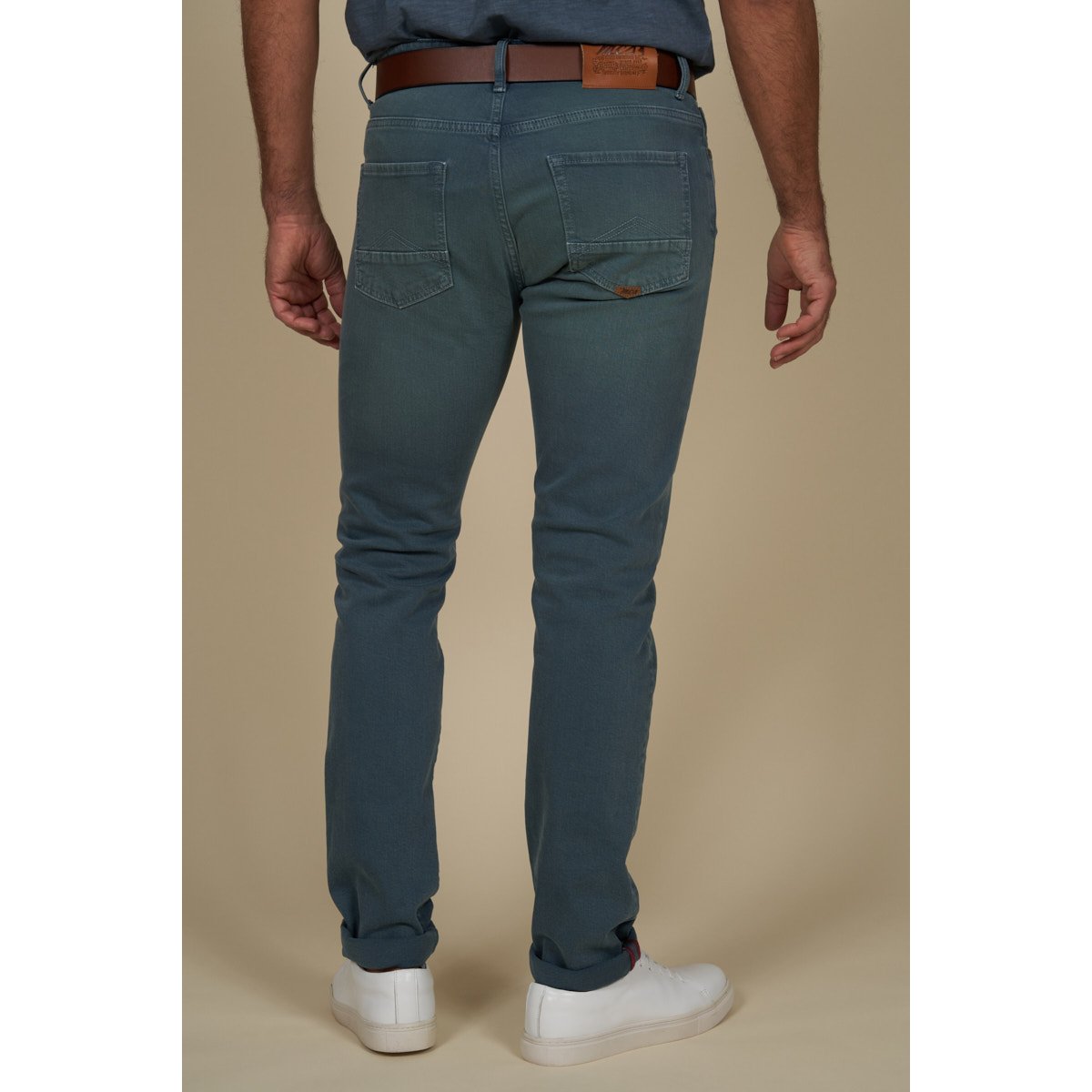 Jean regular tapered stretch coloré bleu petrole, MCS