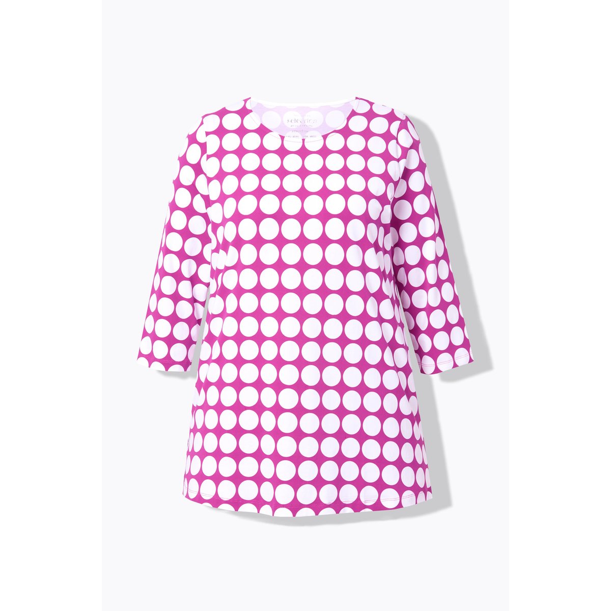 T-shirt en coton Pima, imprimé gros pois magenta, ULLA POPKEN