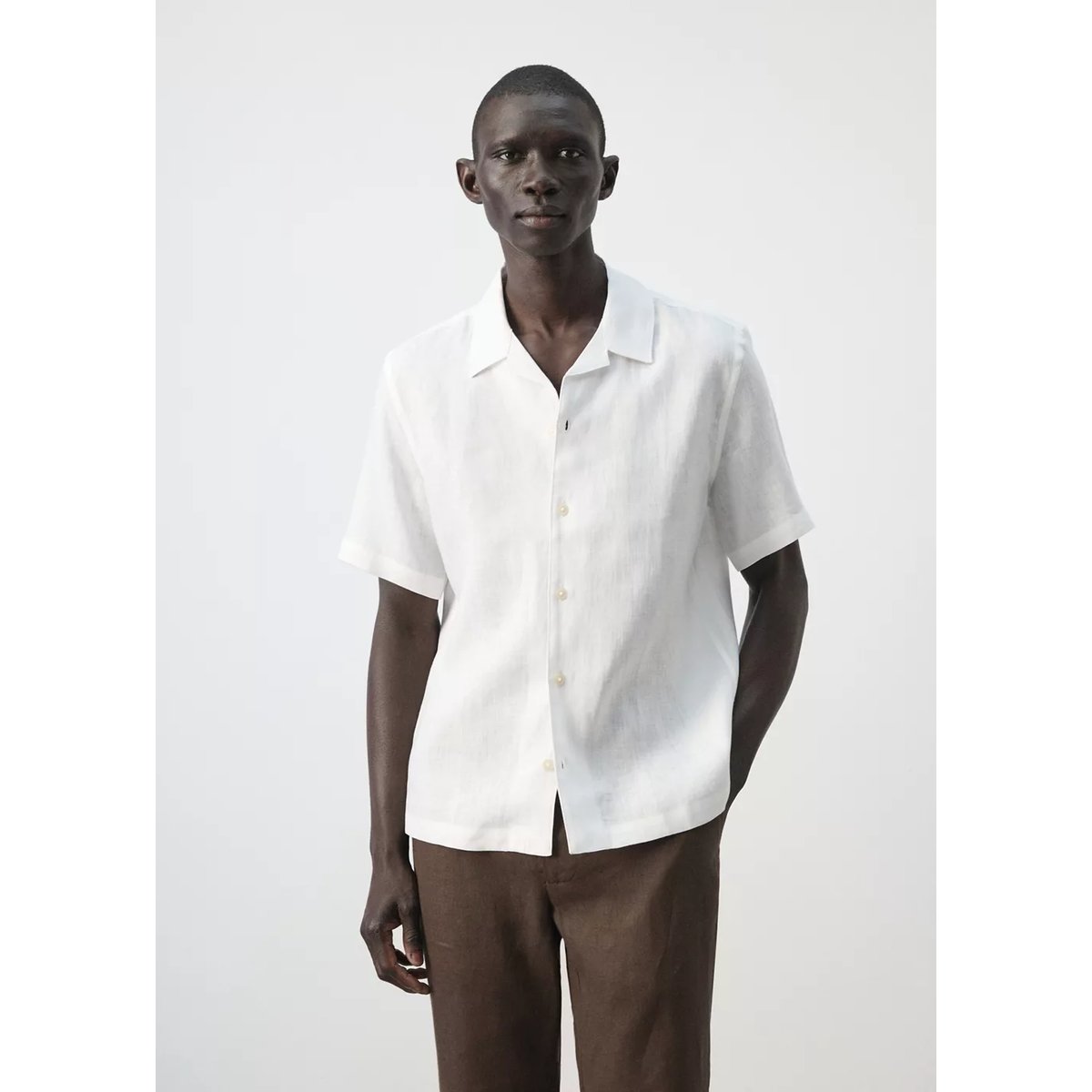 Chemise regular fit 100 % lin blanc, MANGO MAN
