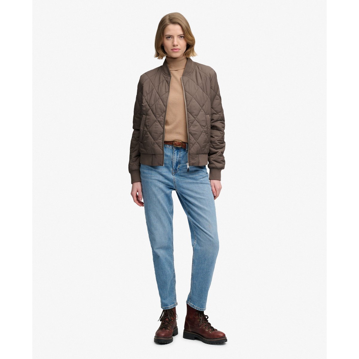 Blouson Bomber Doublé kaki foncé, SUPERDRY