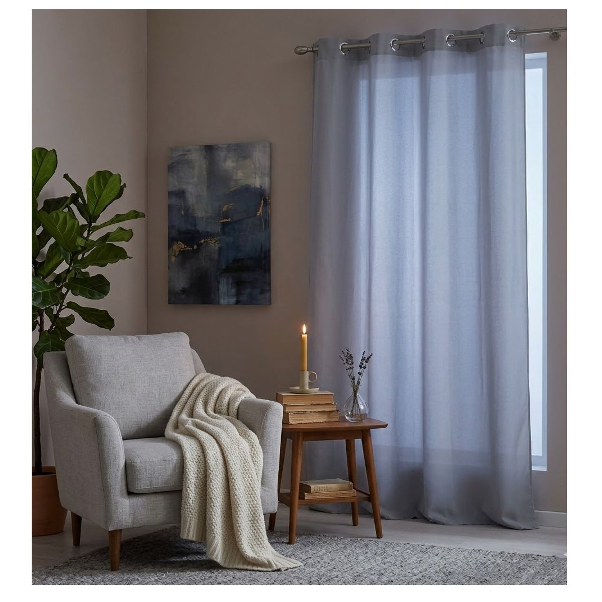 Rideau a oeillets Collection Absolu gris, EDEN