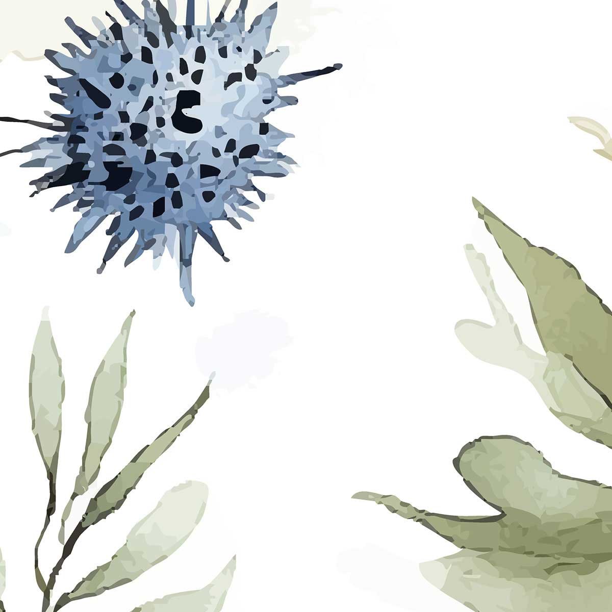 Papier peint panoramique Fleurs denim intissé, HEXOA