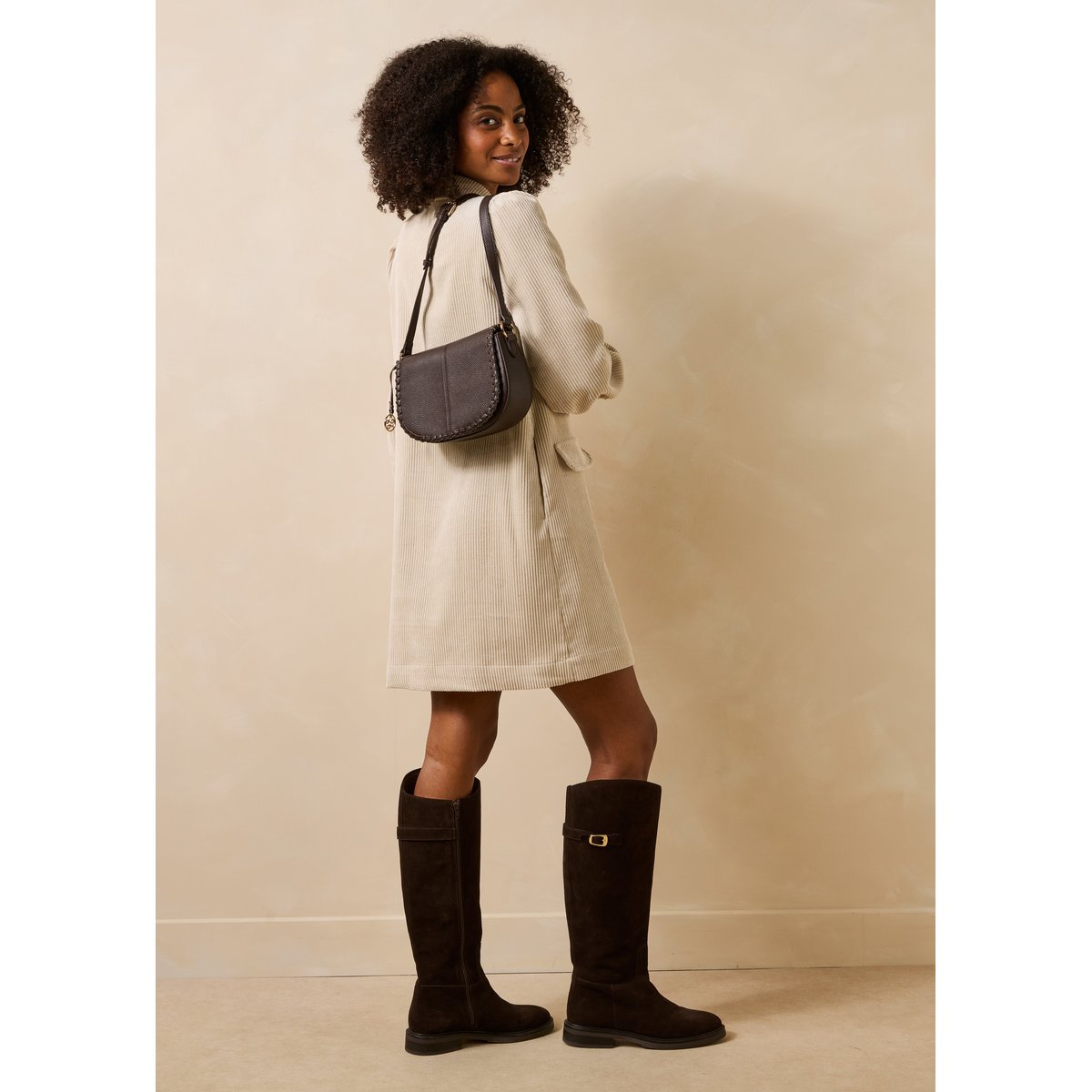 Sac besace en cuir ganache, LA FEE MARABOUTEE