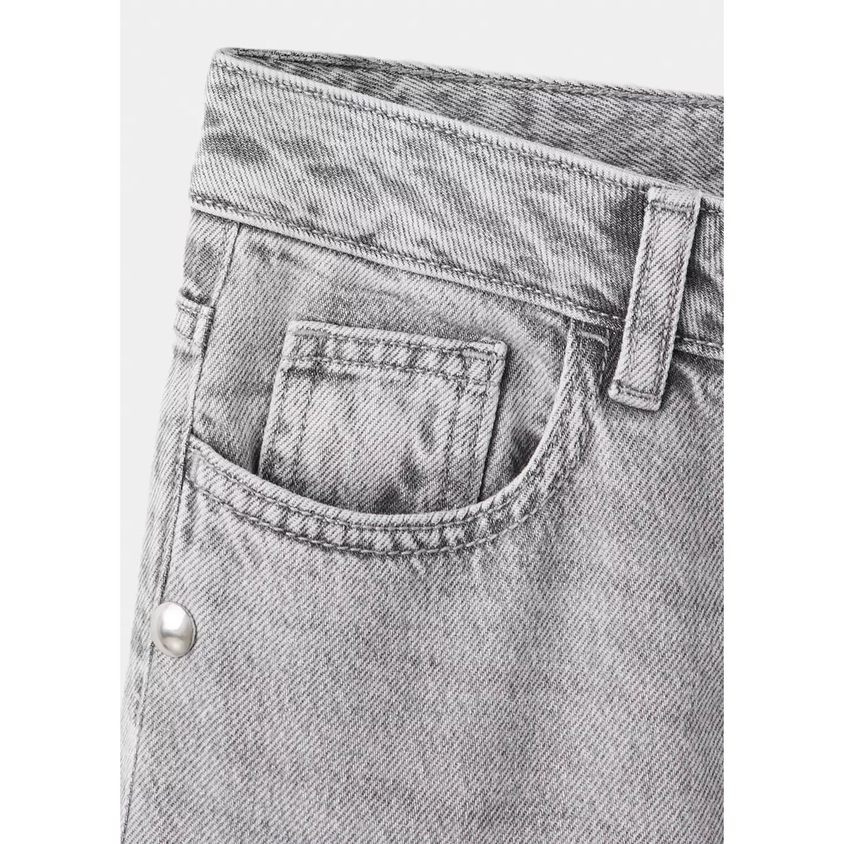 Jean droit détail clous gris denim, MANGO TEEN