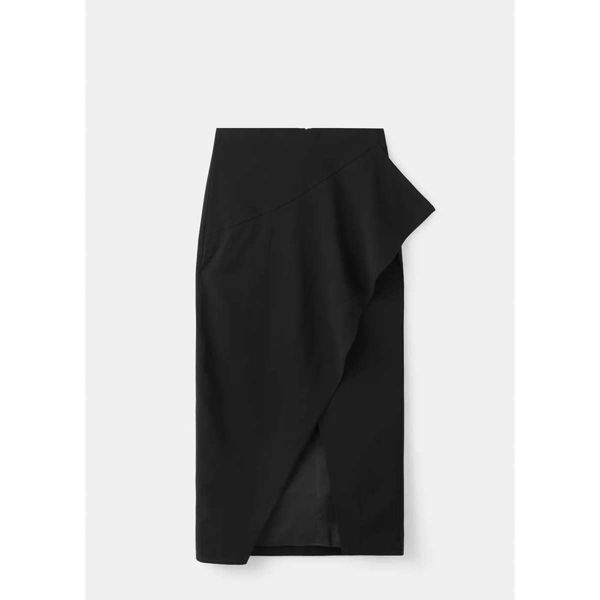 Jupe fendue volant noir, MANGO